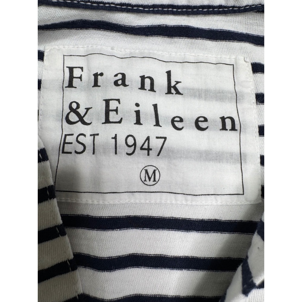Frank & Eileen Charlotte Perfect Polo Striped V-Neck T Navy White Womens Medium - Picture 2 of 6